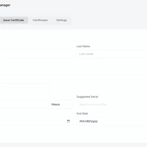 Issue certificate form with custom fields WordPress